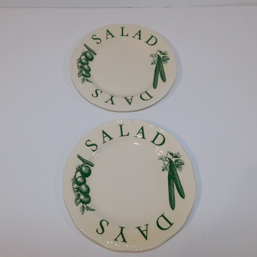 Set 2 Wood & Sons England The Kitchen Garden Green Salad Days Side Plates 8"